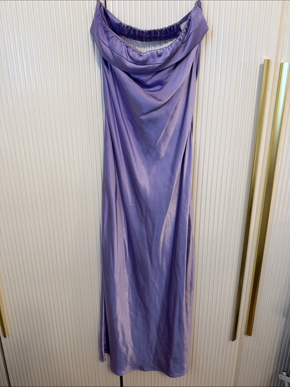 Sleeveless Lavender Satin Maxi Dress with Cowl Back